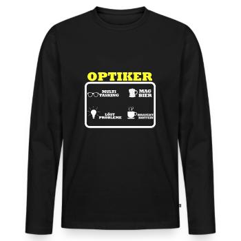 Optiker - Männer Premium Bio Langarmshirt - Schwarz - Vorne - Nico (187cm)