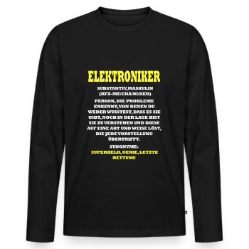 Elektroniker - Männer Premium Bio Langarmshirt - Schwarz - Vorne - Nico (187cm)