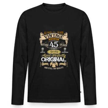 45ème anniversaire - T-shirt manches longues Premium bio Homme - noir - Devant - Nico (187cm)