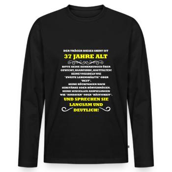 37. Geburtstag - Männer Premium Bio Langarmshirt - Schwarz - Vorne - Nico (187cm)