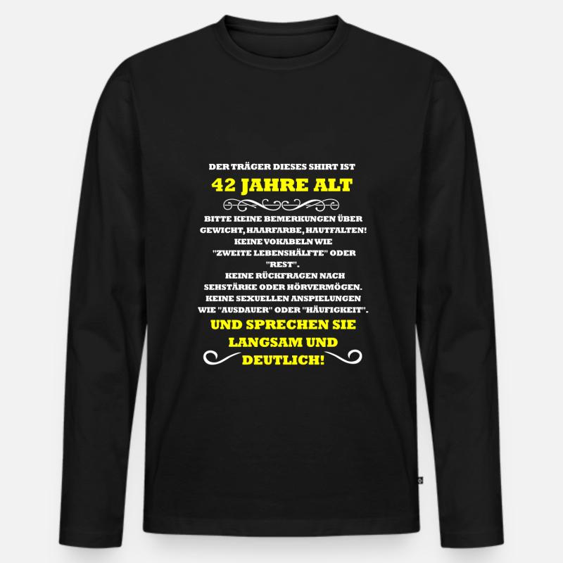 42 Jahre - Männer Premium Bio Langarmshirt - Schwarz