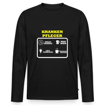 Krankenpfleger - Männer Premium Bio Langarmshirt - Schwarz - Vorne - Nico (187cm)