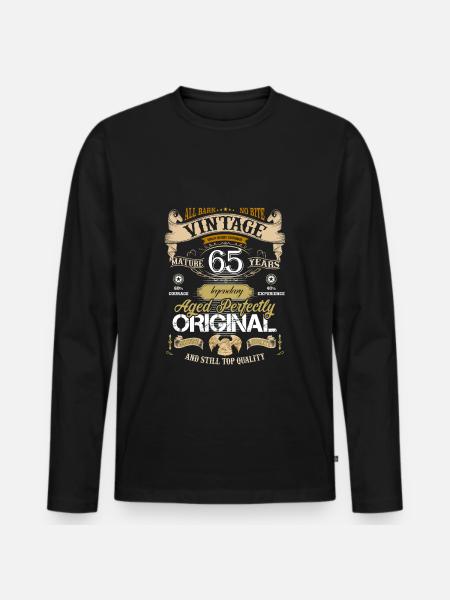 Vintage 65 Jahre alt - Ekologisk långärmad premium-T-shirt herr - svart