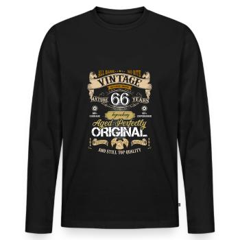 66 years - Men's Premium Organic Long Sleeve Shirt - black - Front - Nico (187cm)