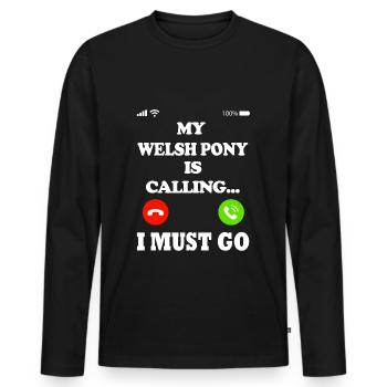 Mon poney Welsh appelle - T-shirt manches longues Premium bio Homme - noir - Devant - Nico (187cm)