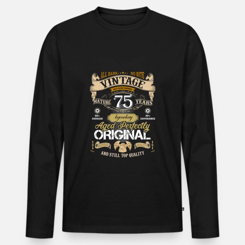 75 Jahre - Männer Premium Bio Langarmshirt - Schwarz