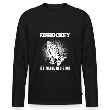 Hockey sur glace disant conception drôle - T-shirt manches longues Premium bio Homme - noir - Devant - Nico (187cm)