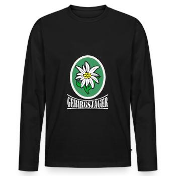 Gebirgsjäger Distel Wappen - Männer Premium Bio Langarmshirt - Schwarz - Vorne - Nico (187cm)