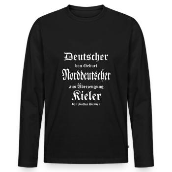 Norddeutscher Kieler - Männer Premium Bio Langarmshirt - Schwarz - Vorne - Nico (187cm)