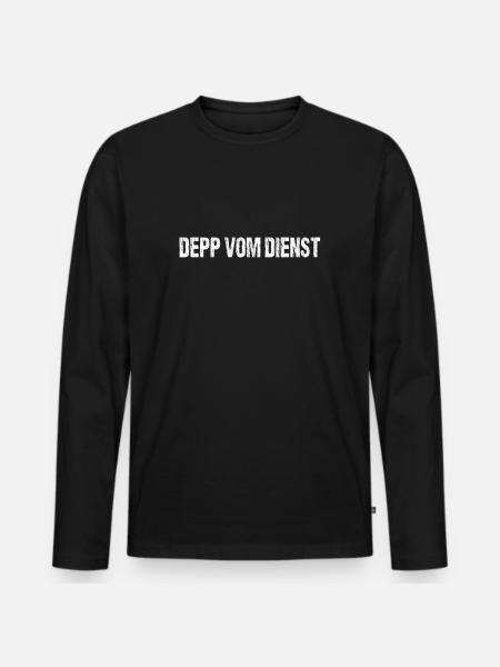Depp vom Dienst - Männer Premium Bio Langarmshirt - Schwarz