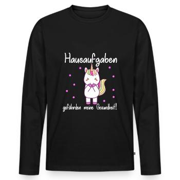 Hausaufgaben gefährden meine Gesundheit - Männer Premium Bio Langarmshirt - Schwarz - Vorne - Nico (187cm)