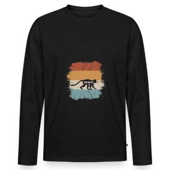 Singe rétro vintage safari afrique - T-shirt manches longues Premium bio Homme - noir - Devant - Nico (187cm)