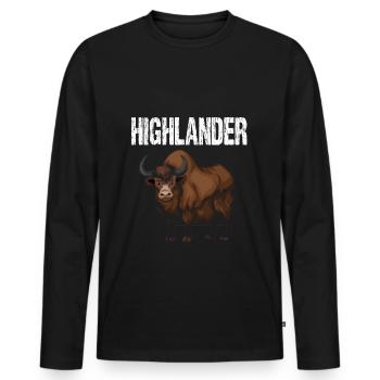 Scottish Highland Cattle - Men's Premium Organic Long Sleeve Shirt - black - Front - Nico (187cm)
