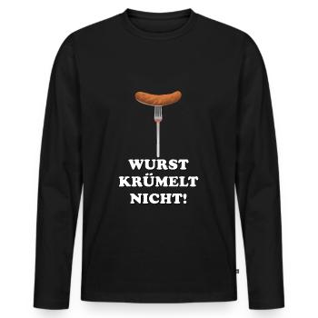 Wurst krümelt nicht! - Männer Premium Bio Langarmshirt - Schwarz - Vorne - Nico (187cm)