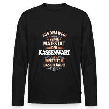 Kassenwart - Männer Premium Bio Langarmshirt - Schwarz - Vorne - Nico (187cm)