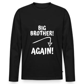 grand frère agai blanc - T-shirt manches longues Premium bio Homme - noir - Devant - Nico (187cm)