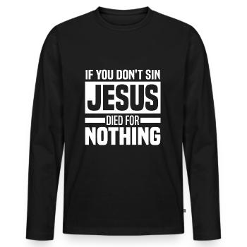 Anti Religion - Men's Premium Organic Long Sleeve Shirt - black - Front - Nico (187cm)
