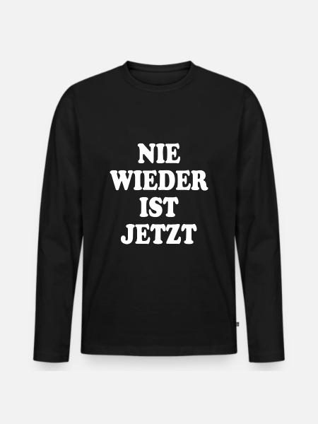 Nie wieder ist jetzt - Männer Premium Bio Langarmshirt - Schwarz