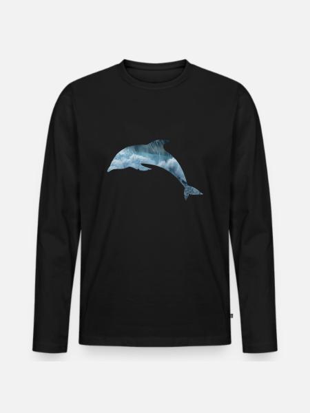 Dolphin sea - Men's Premium Organic Long Sleeve Shirt - black