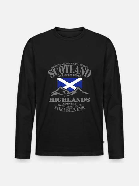 Scotland - Highlands - Men's Premium Organic Long Sleeve Shirt - black