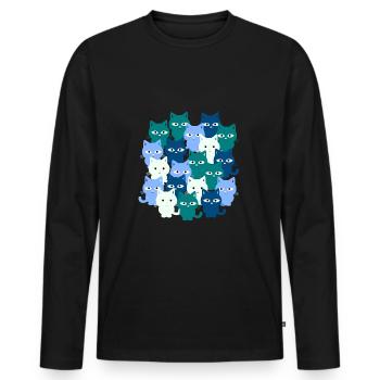 Katzen, Katzen, Katzen - Männer Premium Bio Langarmshirt - Schwarz - Vorne - Nico (187cm)