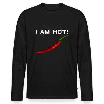 J'ai chaud! Chili, manger, épicé, sortir ensemble, amusant - T-shirt manches longues Premium bio Homme - noir - Devant - Nico (187cm)
