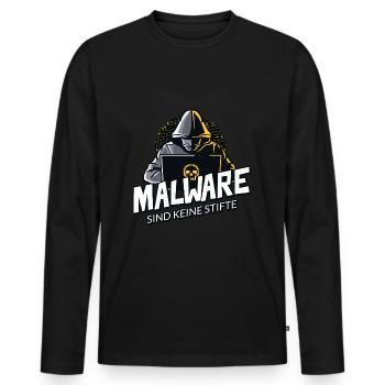 Informatiker Nerd Hacker Malware sind keine Stifte - Männer Premium Bio Langarmshirt - Schwarz - Vorne - Nico (187cm)
