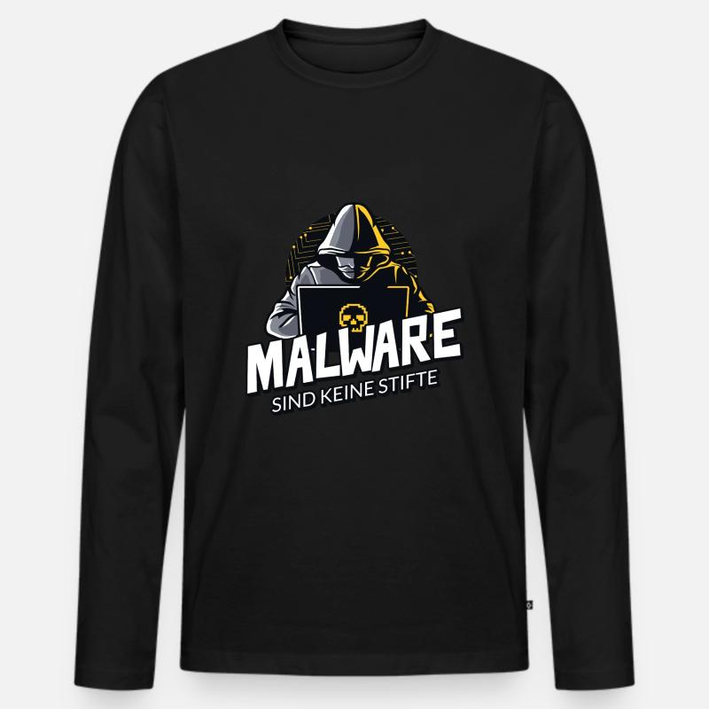 Informatiker Nerd Hacker Malware sind keine Stifte - Männer Premium Bio Langarmshirt - Schwarz