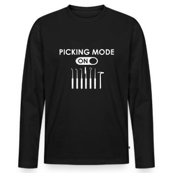 Crochetage de serrure sur la conception de serrurier de serrurerie - T-shirt manches longues Premium bio Homme - noir - Devant - Nico (187cm)