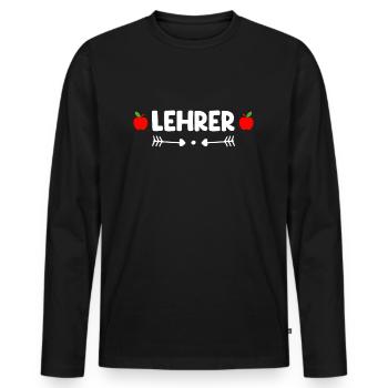 Lehrer - Männer Premium Bio Langarmshirt - Schwarz - Vorne - Nico (187cm)
