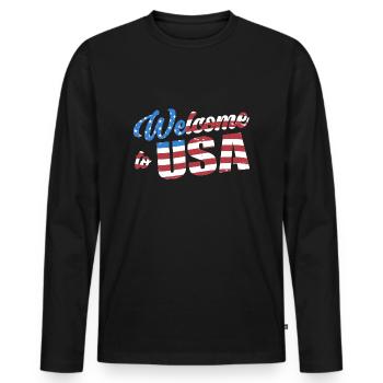 Welcome to USA - Men's Premium Organic Long Sleeve Shirt - black - Front - Nico (187cm)