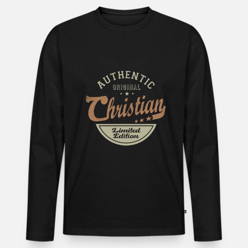 Christliches Geschenk personalisierter Name christlich - Männer Premium Bio Langarmshirt - Schwarz