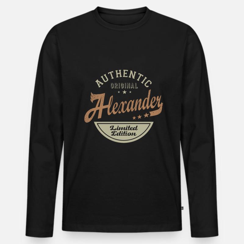 Alexander personalisierter Geschenkname Alexander - Männer Premium Bio Langarmshirt - Schwarz