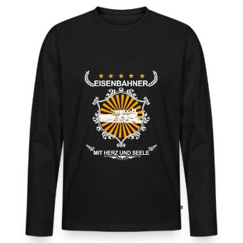 Les cheminots de cœur et d’âme - T-shirt manches longues Premium bio Homme - noir - Devant - Nico (187cm)