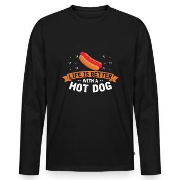 Hot dog adore la saucisse de pomme de terre hot-dog - T-shirt manches longues Premium bio Homme - noir - Devant - Nico (187cm)