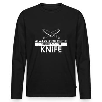 Life is better with knife knife collector - Men's Premium Organic Long Sleeve Shirt - black - Front - Nico (187cm)