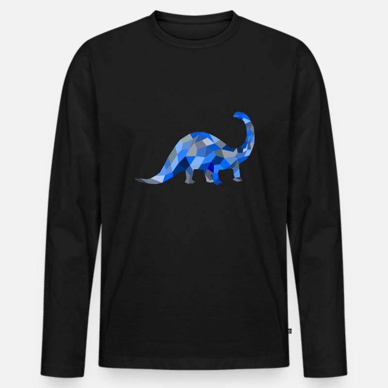 Blauer Dinosaurier - Männer Premium Bio Langarmshirt - Schwarz