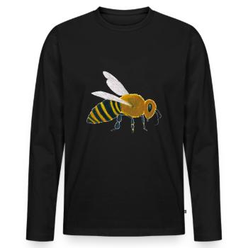 bee - Men's Premium Organic Long Sleeve Shirt - black - Front - Nico (187cm)