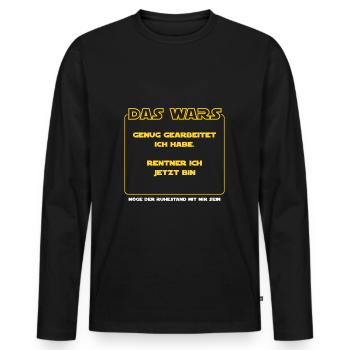 Das Wars Rentner - Männer Premium Bio Langarmshirt - Schwarz - Vorne - Nico (187cm)
