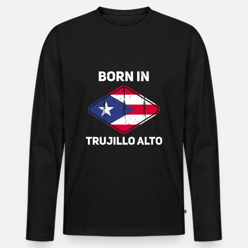 Puerto Rico - Männer Premium Bio Langarmshirt - Schwarz