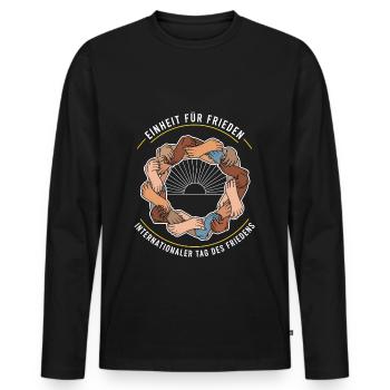 Einheit für Frieden - Männer Premium Bio Langarmshirt - Schwarz - Vorne - Nico (187cm)