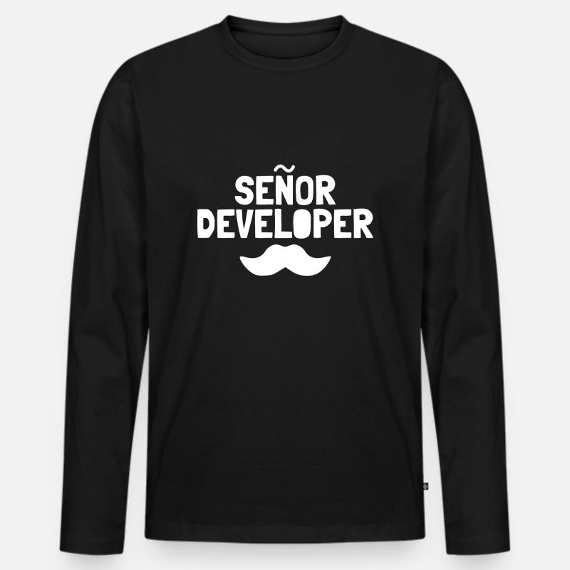 Senor Developer - Men's Premium Organic Long Sleeve Shirt - black