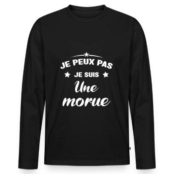 Je Peux Pas Je Suis Une Morue - T-shirt manches longues Premium bio Homme - noir - Devant - Nico (187cm)
