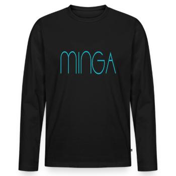 Minga - Männer Premium Bio Langarmshirt - Schwarz - Vorne - Nico (187cm)
