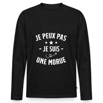 Je Peux Pas Je Suis Une Morue - T-shirt manches longues Premium bio Homme - noir - Devant - Nico (187cm)