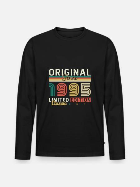 30 jaar 1995 Vintage Retro verjaardagscadeau - Mannen Premium Bio shirt met lange mouwen - zwart