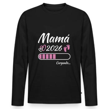 Future maman 2026 Chargement - T-shirt manches longues Premium bio Homme - noir - Devant - Nico (187cm)