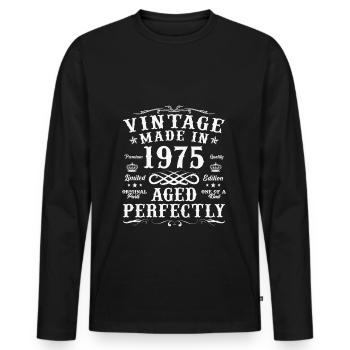 1975 Vintage Retro Geburtstagsgeschenk - Männer Premium Bio Langarmshirt - Schwarz - Vorne - Nico (187cm)