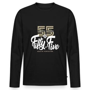 55 years fifty five Birthday gift 55 years - Men's Premium Organic Long Sleeve Shirt - black - Front - Nico (187cm)