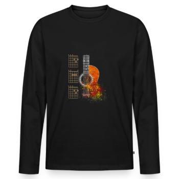 DAD Chords Acoustic Guitar Shirt - Men's Premium Organic Long Sleeve Shirt - black - Front - Nico (187cm)
